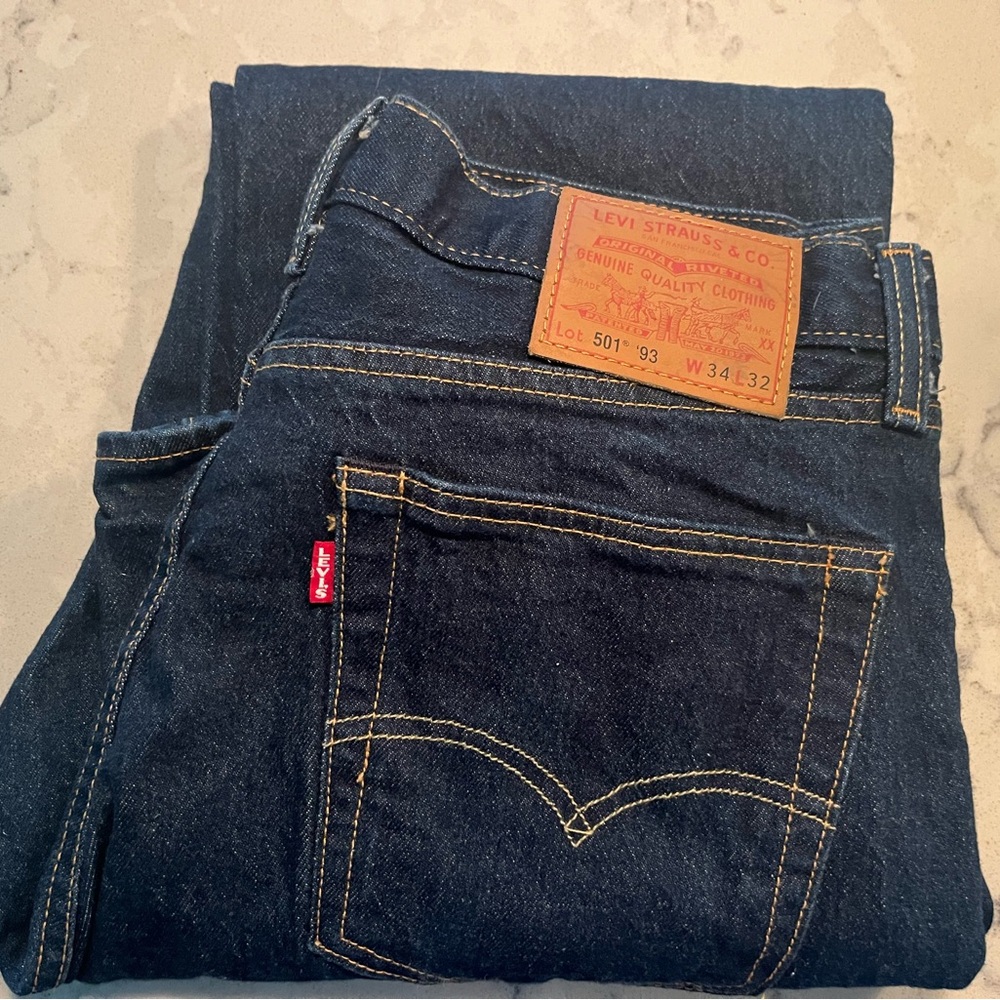 Levi's Men's Blue Jeans 501 ‘93 Straight Original 34x32 Dark Rinse